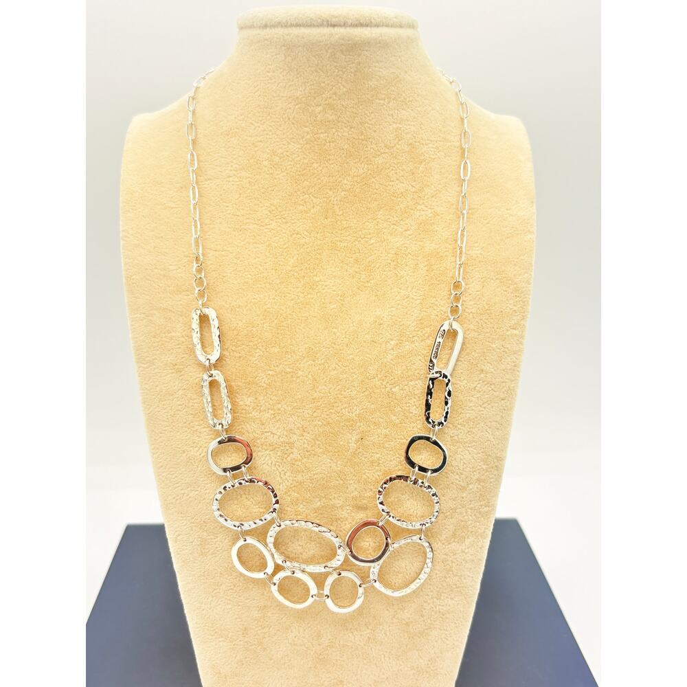 Sterling Silver Statement Necklace • Mexico Hammered Links • ATI .925